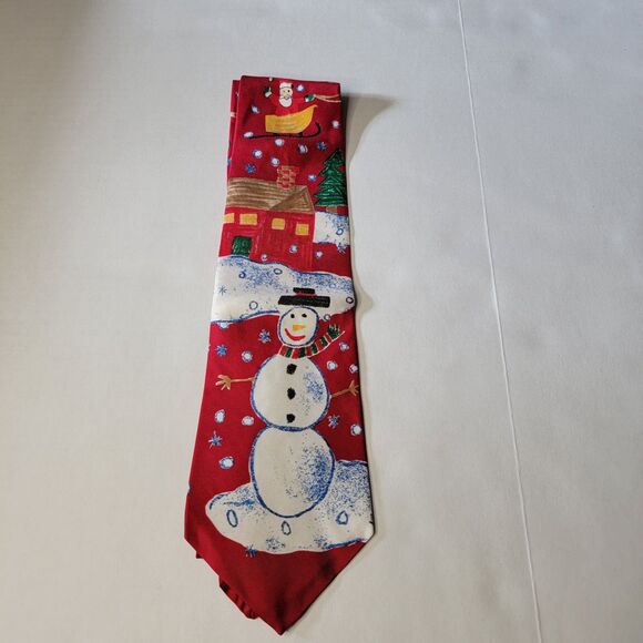 Save The Children Christmas Tie "Here Comes Santa" By Laura - Age 9 100% Silk - Picture 2 of 4